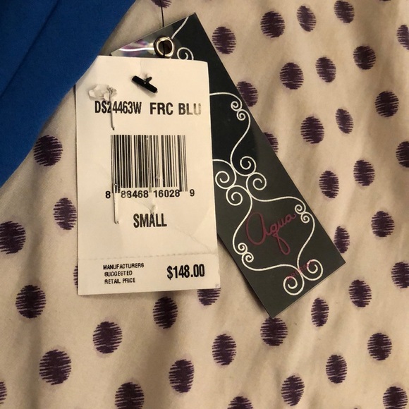 FINAL PRICE Aqua Faux-Wrap Flounce Dress - Picture 5 of 8